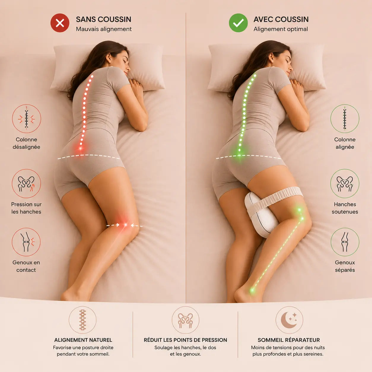 Coussin Genoux Ergonomique