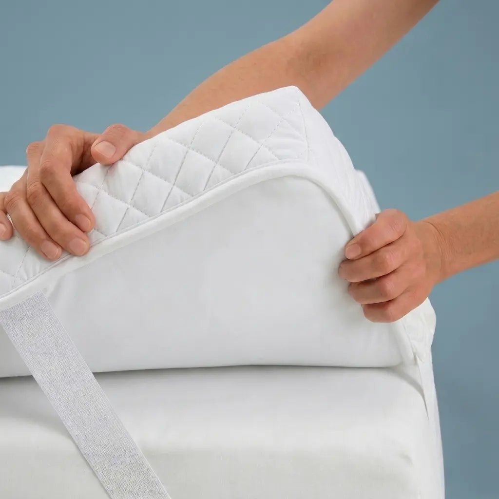 Surmatelas haut de gamme avec élastiques de maintien en gros plan